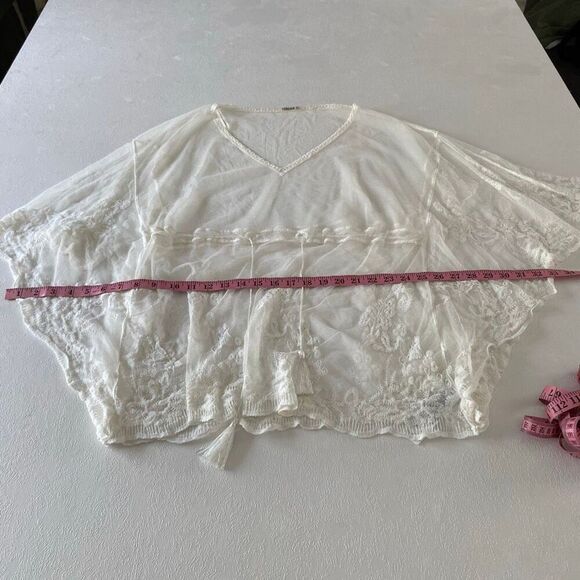 Forever 21 Sheer Lace Kimono White Boho Beach Cover Up Crochet Detail One Size - Picture 5 of 7